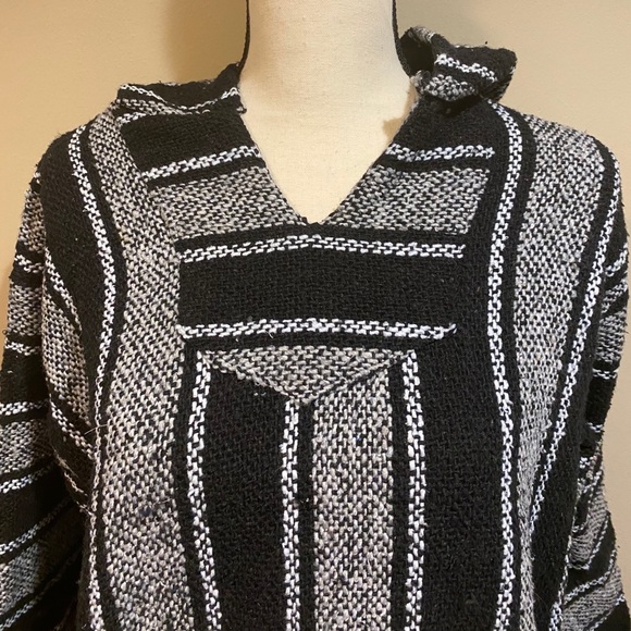 Gray Baja Hoodie Mexican Drug Rug Sweatshirt - Picture 3 of 10